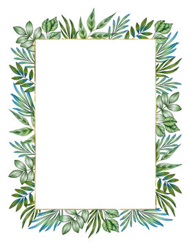 Floral frame on white background. For your design of wedding invitations, cards, etc.