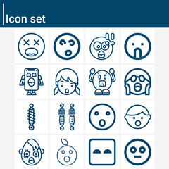 Simple set of astonished related lineal icons.