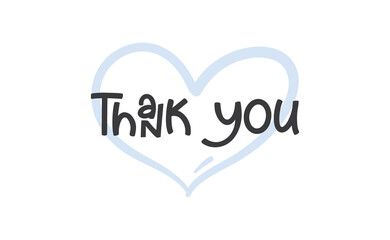 Thank you lettering text with heart background. Thanks and love message. vector design.