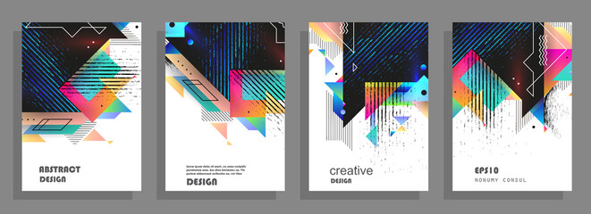 Modern abstract covers set. Abstract shapes composition. Futuristic minimal design. Eps10