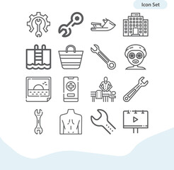 Simple set of resort related lineal icons.