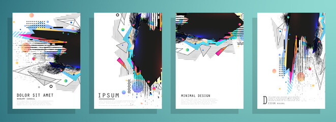 Modern abstract covers set. Abstract shapes composition. Futuristic minimal design. Eps10