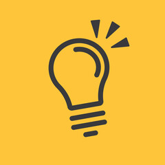 Light bulb icon. Symbol of idea. Electric shining lamp illustration. Editable linear vector.