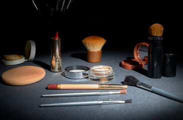 Red lipstick and other makeup products