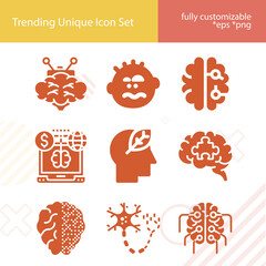 Simple set of nervous related filled icons.