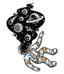 Astronauts die in the universe illustration