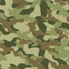 Fototapeta premium Military camo seamless pattern. Forest background on textile. Stylish new design. Ornament. Vector green