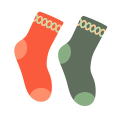 Cute cartoon socks. Cold Weather clothing. Vector hand drawn illustration.