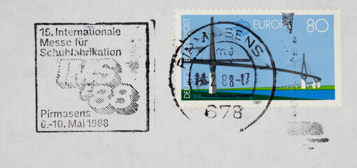 briefmarken stamp frankiert cancel gestempelt used vintage retro alt old post letter slogan werbung...