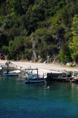 Fototapeta premium Small fishing boats in the picturesque bay on island Lastovo, Croatia.