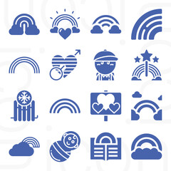 16 pack of fry  filled web icons set