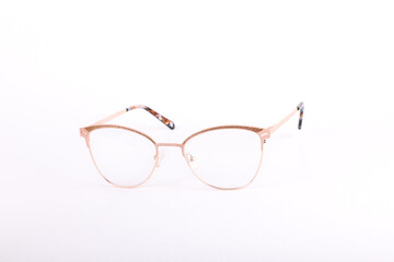Optic glasses, golden pink metallic  frame, front shoot