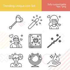 Simple set of deception related lineal icons.