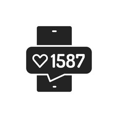 Mass following glyph black icon. SMM promotion.
