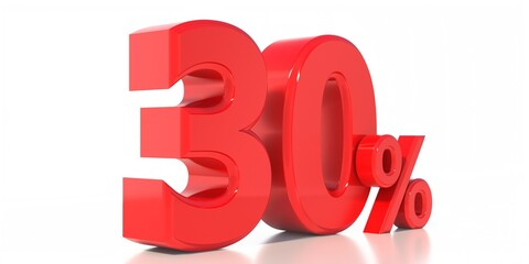 Sale 30% special offer isolated on white background. 30% off discount promotion. 3d illustration.