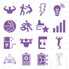 16 pack of powerful  filled web icons set