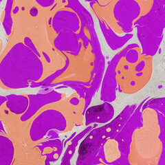 Colorful marble ink texture on watercolor paper background. Marble stone image. Bath bomb effect. Psychedelic biomorphic art.