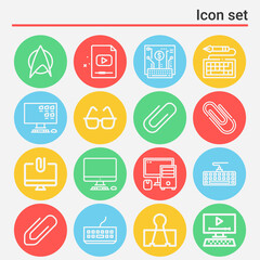16 pack of holder  lineal web icons set