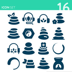 Simple set of 16 icons related to dharma - obrazy, fototapety, plakaty