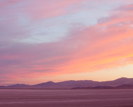 Dramatic sky and clouds over Bonneville Salt Flats, UT