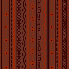 seamless pattern with red and black stripes. Boho design for fabric, textile, wallpaper and packaging 