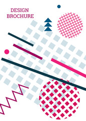Abstract background in the style of Memphis. Geometric cover design. Fashionable bright cover, banner, poster, booklet. Creative colors. Vector