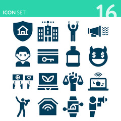 Simple set of 16 icons related to hunger