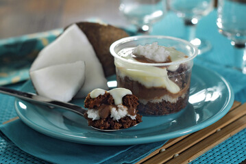 Coconut pot cake with spoon