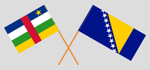 Crossed flags of Central African Republic and Bosnia and Herzegovina