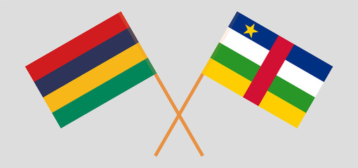 Crossed flags of Mauritius and Central African Republic