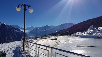 snow covered mountains