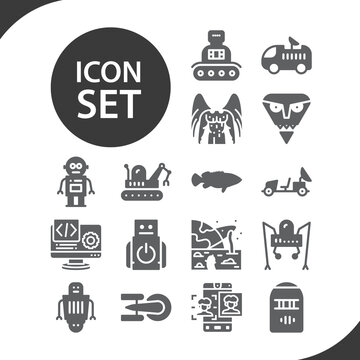 Simple set of fabrication related filled icons.