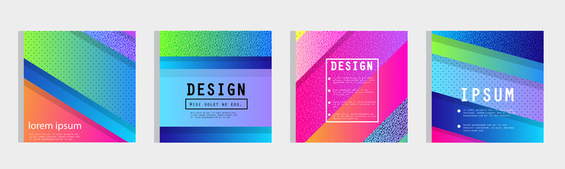 Covers templates set with graphic geometric elements. Applicable for brochures, posters, covers and banners. Vector illustrations.