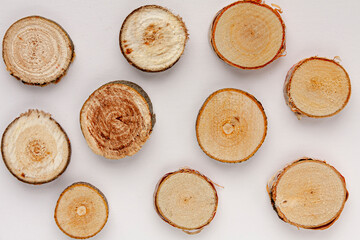 pieces of wood on white background