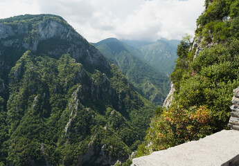 View of the Olympus mountain range from the observation deck.