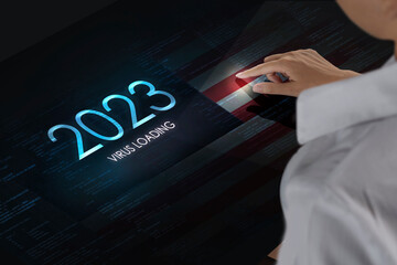 Business woman working on the digital screen