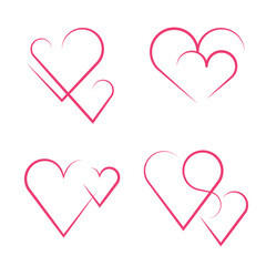 Abstract hearts vector set