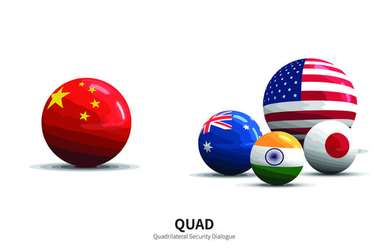 Flag ball of The Quadrilateral Security Dialogue countries.