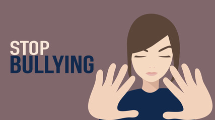 Stop bullying. Person with hands on their face. Vector illustration