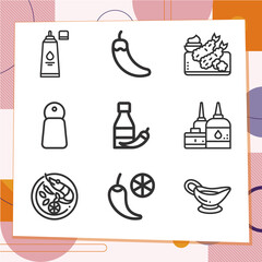 Simple set of 9 icons related to paste