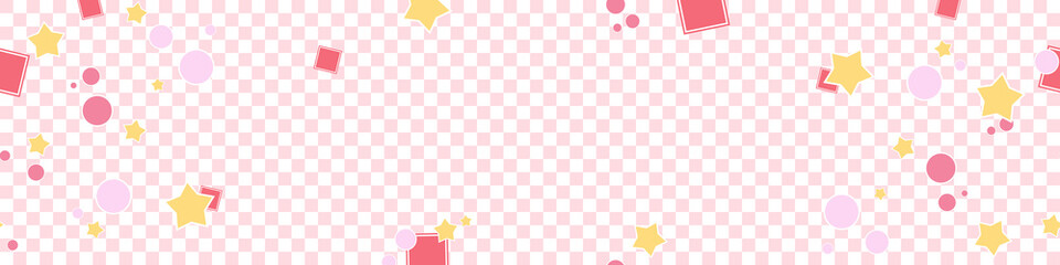 Cheerful and cute japanese background for web design or advertising. Manga or cartoon poster for the holidays and decoration. Funny banner with white and pink checkered pattern, stars and pink rounds.