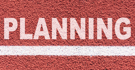 It says on the treadmill along the white line - PLANNING