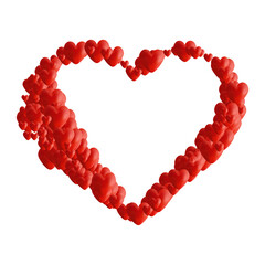 Obraz premium Many small vector hearts forming one big heart on white background. Valentines day design.