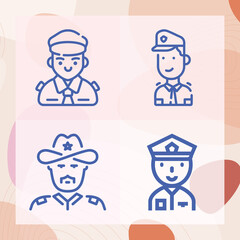 Simple set of law officer related lineal icons