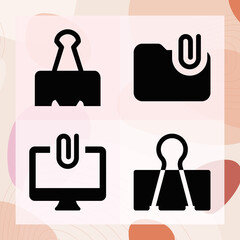 Simple set of paper clip related filled icons
