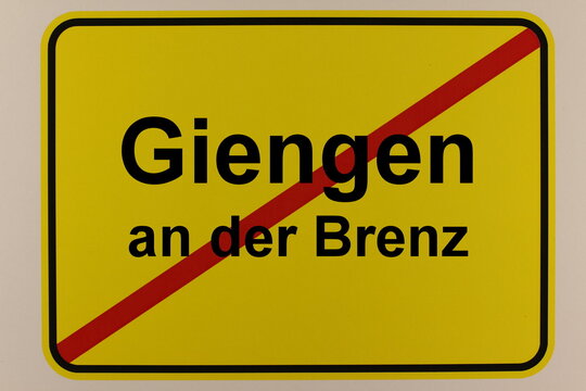 Illustration eines Stadtausgangsschildes der Stadt Giengen an der Brenz