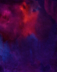 Abstract watercolor background, hand painted texture, red, blue, pink, purple  paint stains. Design for backgrounds, wallpapers, covers and packaging..