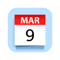 March 9. Calendar Icon. Vector Illustration.