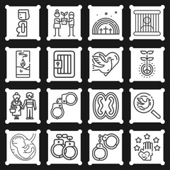 16 pack of awaiting  lineal web icons set