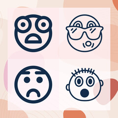 Simple set of stunned related lineal icons